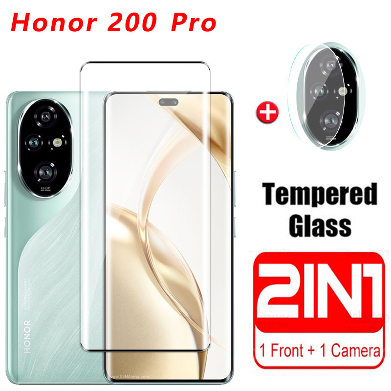 2in1 Tempered Glass For Honor 200 Pro 5G 2024 Curved Edge Screen Protector Film For Honor200 Honor200Pro 200Pro Camera Lens Protective Film