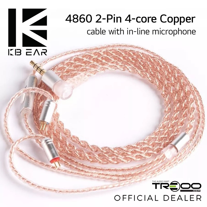 KBEAR 4860 0.78mm 2-Pin 4-core Copper Upgrade Cable with In-Line Microphone for In-Ear Monitors
