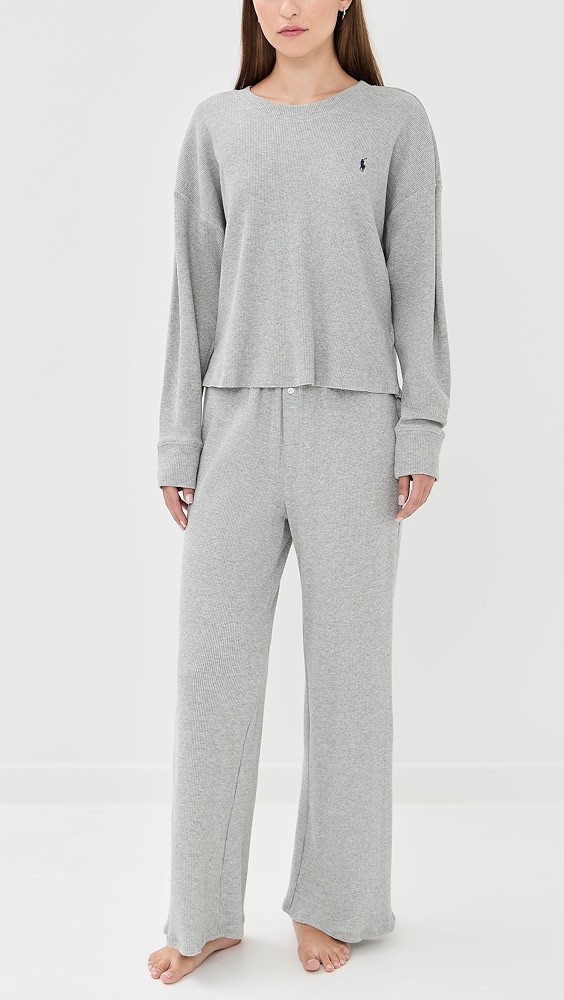 Crew Neck Wide Leg Pajama Set