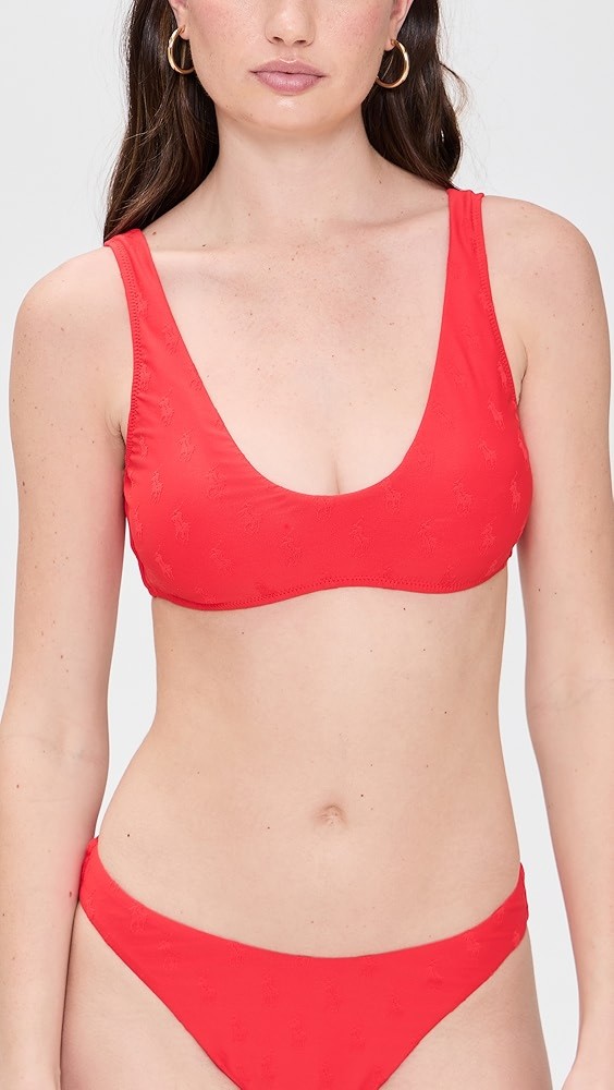 Logo Jacquard Scoop Bikini Top