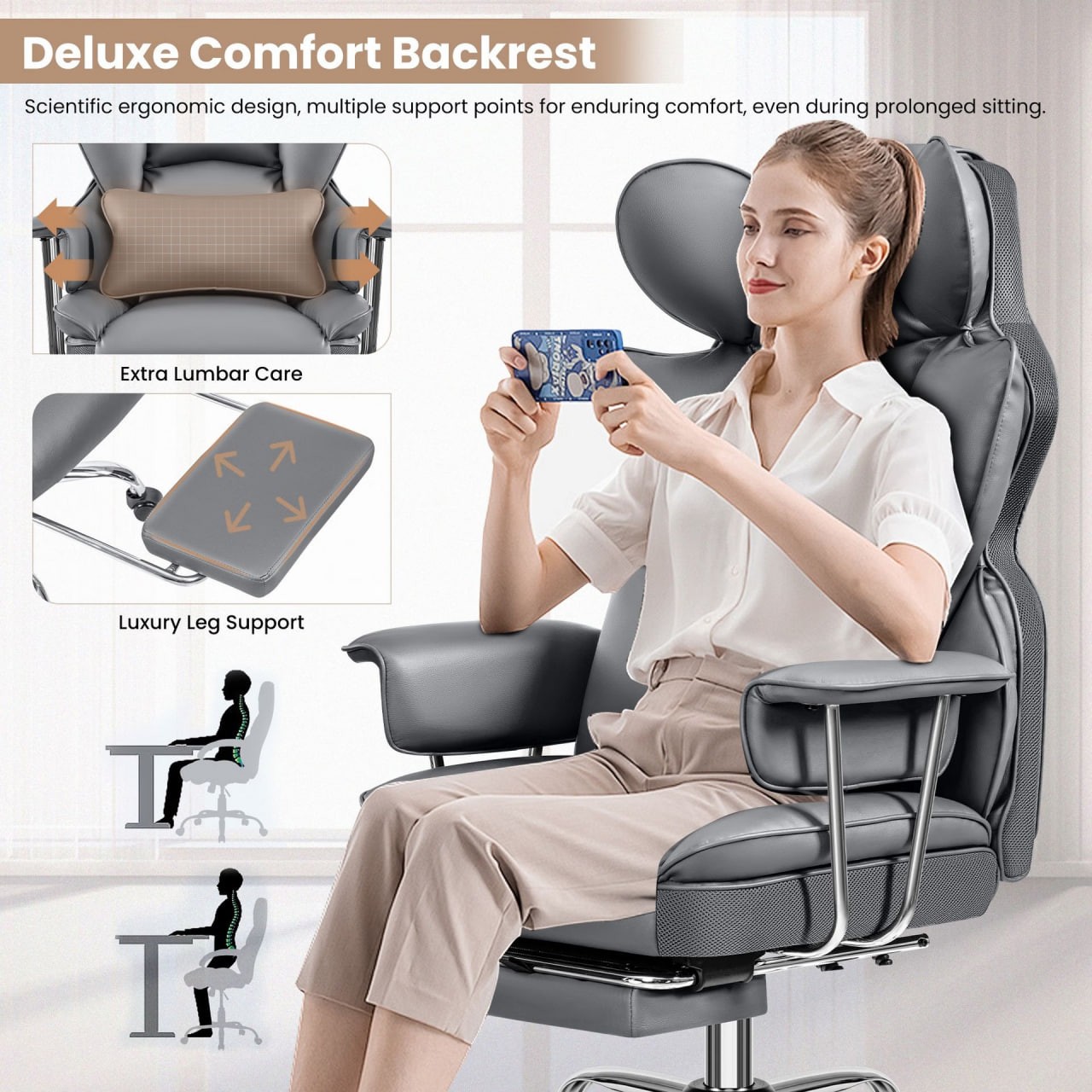 Ergonomic PU leather office chair